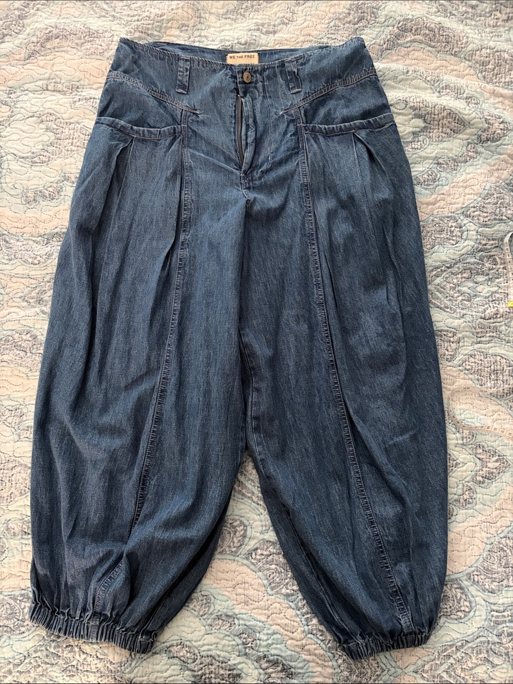 We The Free Dark Blue Wide Leg Cropped Jeans